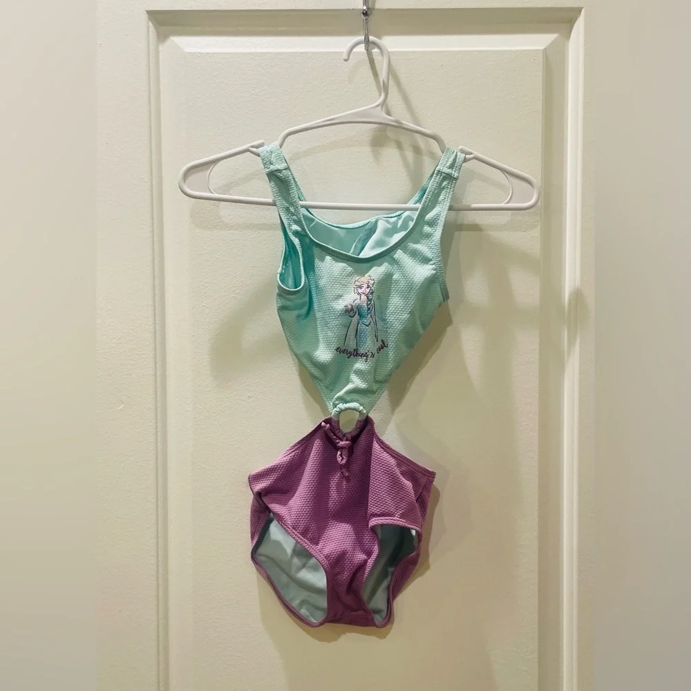 Girls Frozen Two-Tone Cutout Swimsuit